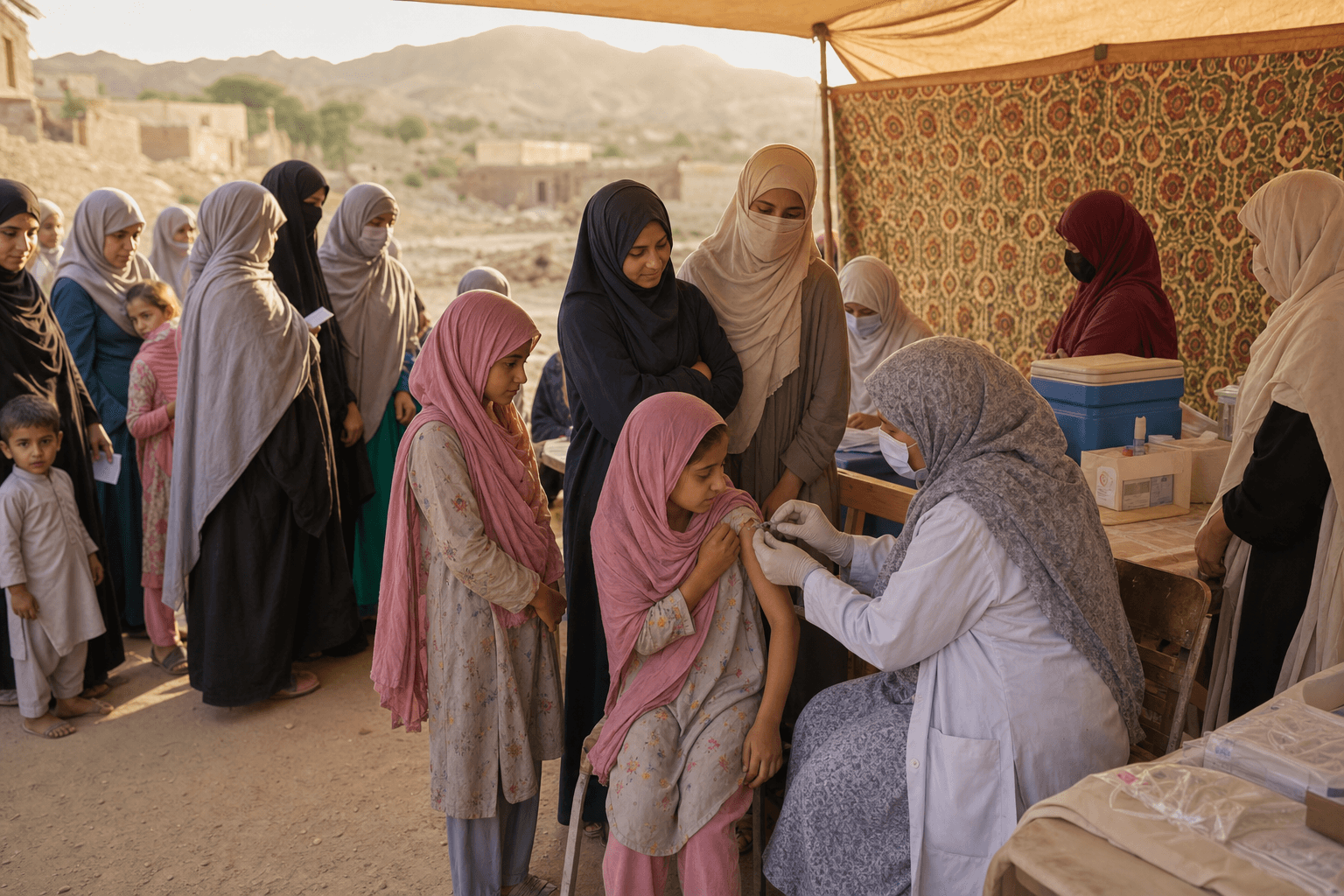 Human-Centered Design / Routine Immunization — women-only programme scene